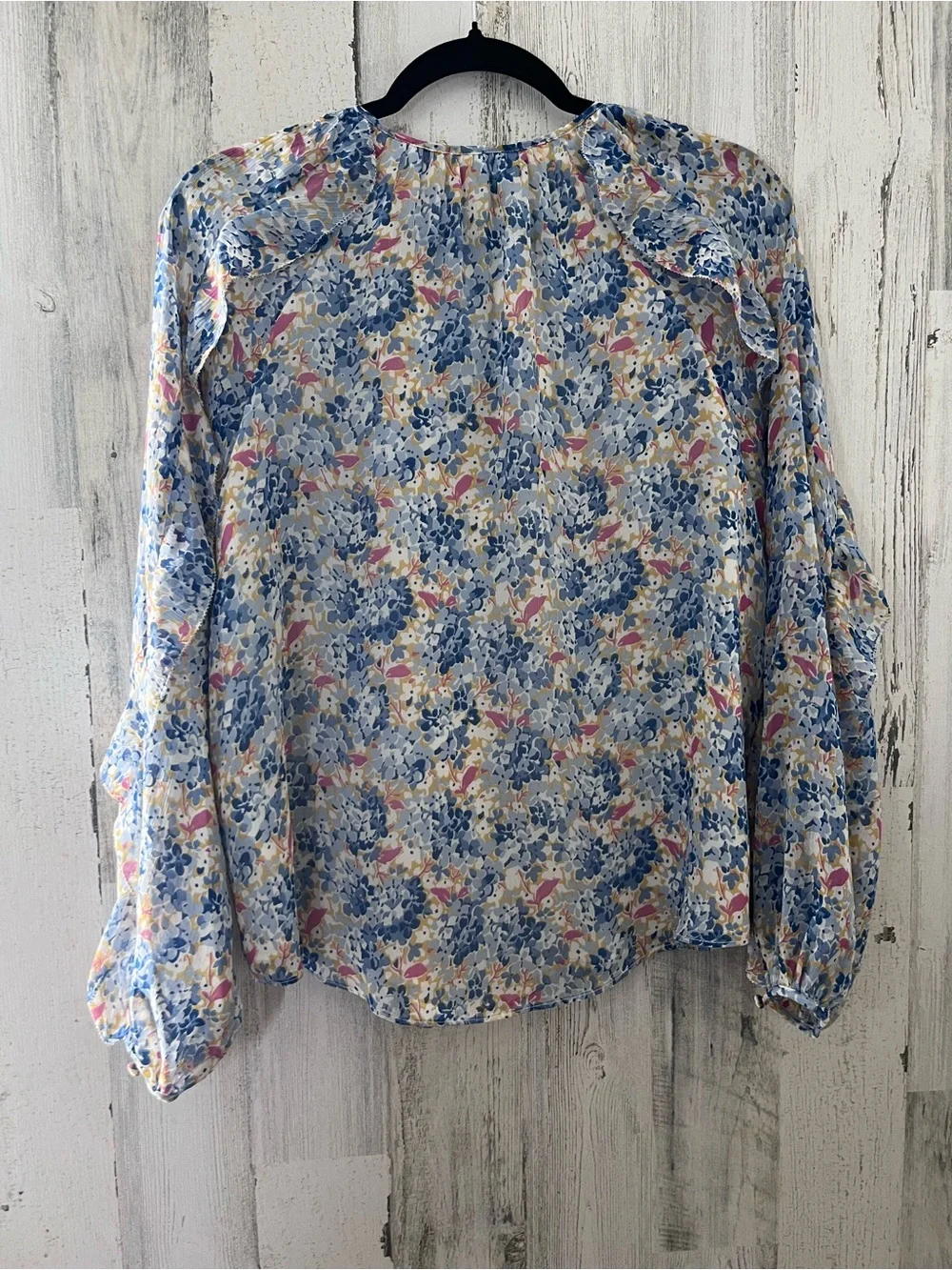 Lauren Ralph Lauren Floral Crinkle Georgette Tie-Neck Blouse Medium